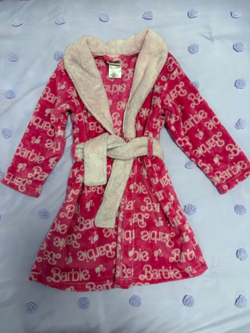 Barbie Hot Pink Plush Robe with Light Pink Trim and Belt